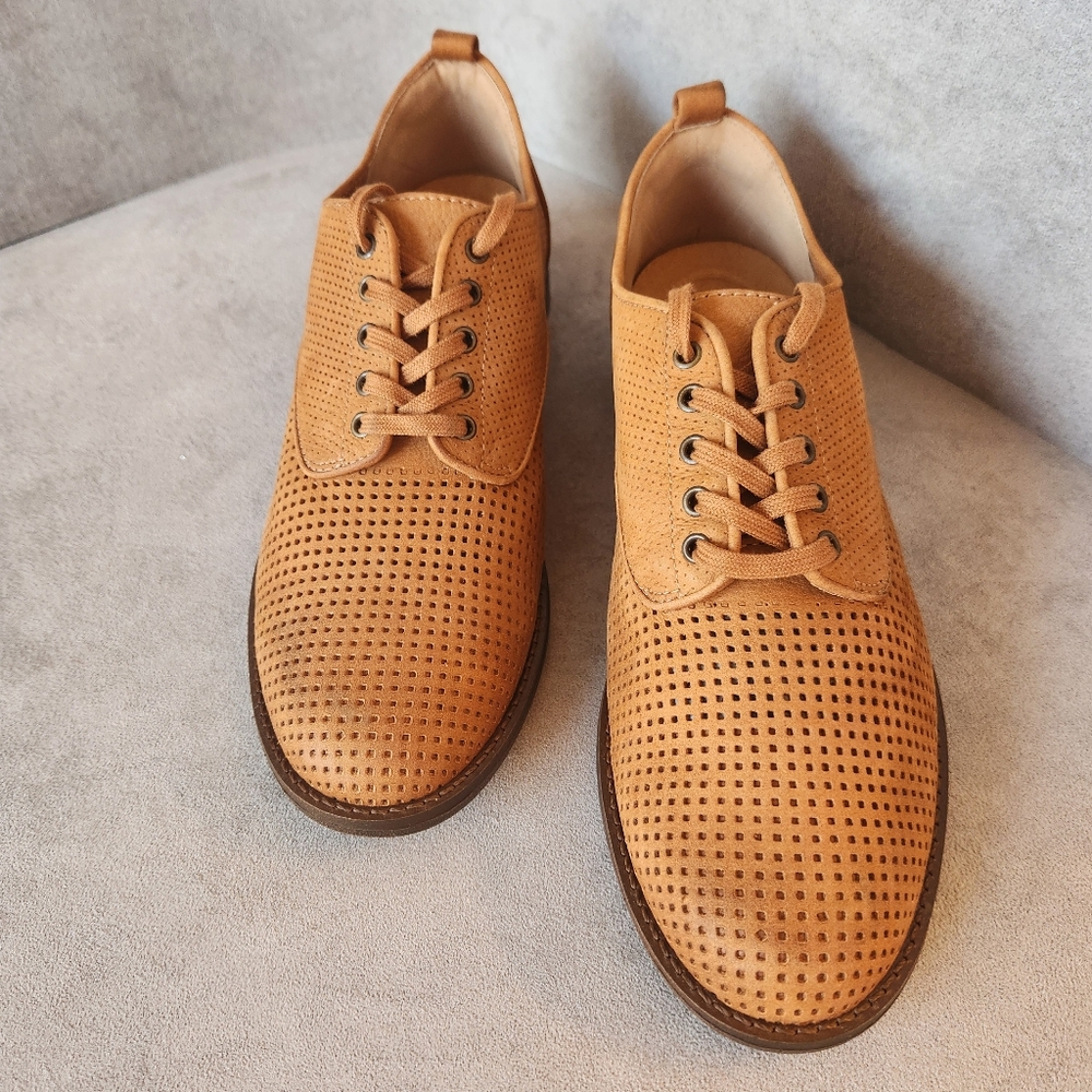 Brioso Oxford Shoes Women's 8 Brown Cigar Leather Fixby Perforated New $120